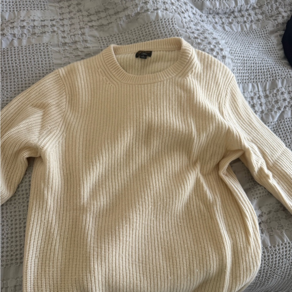 J. Crew Cream Ribbed Crewneck Sweater